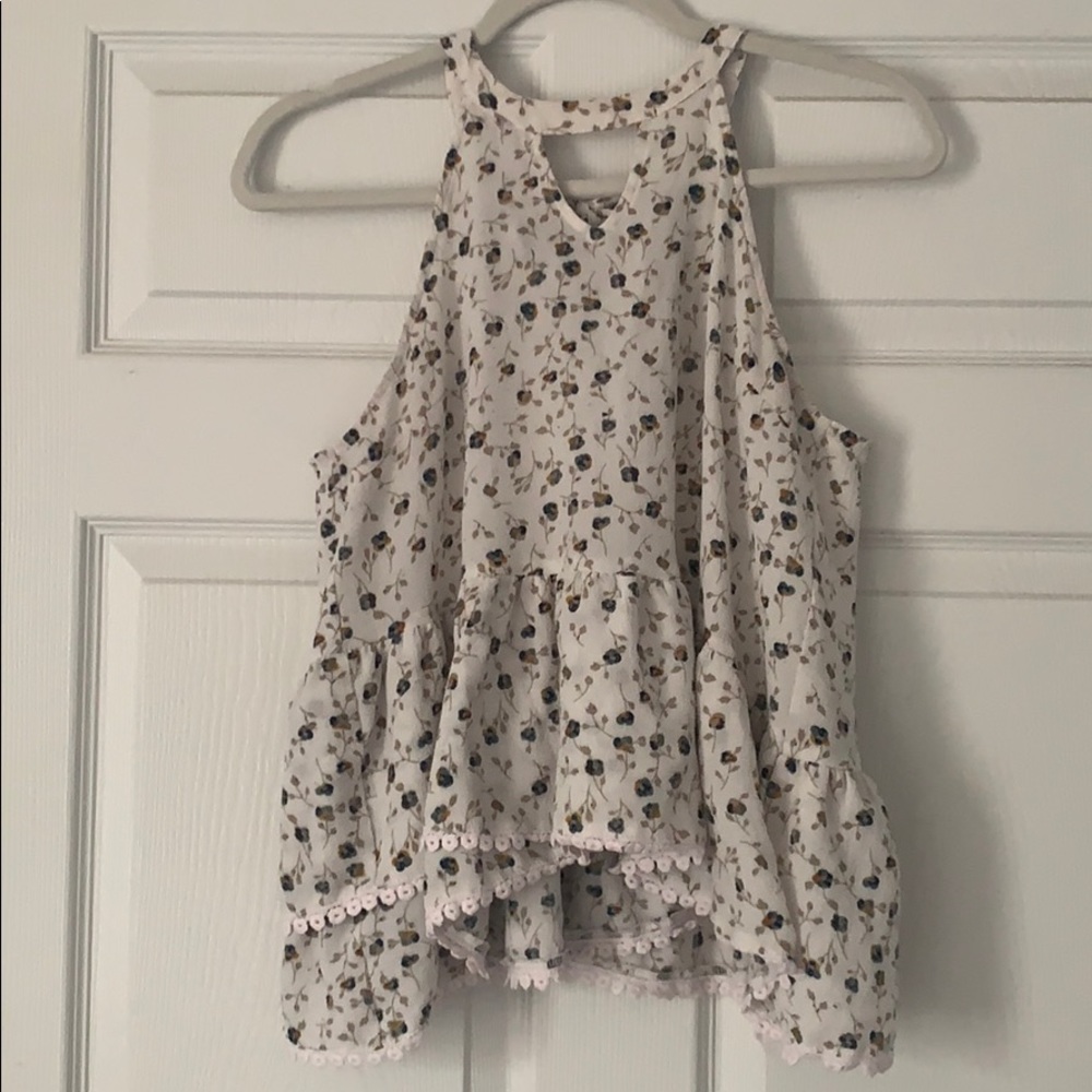 white floral tank top